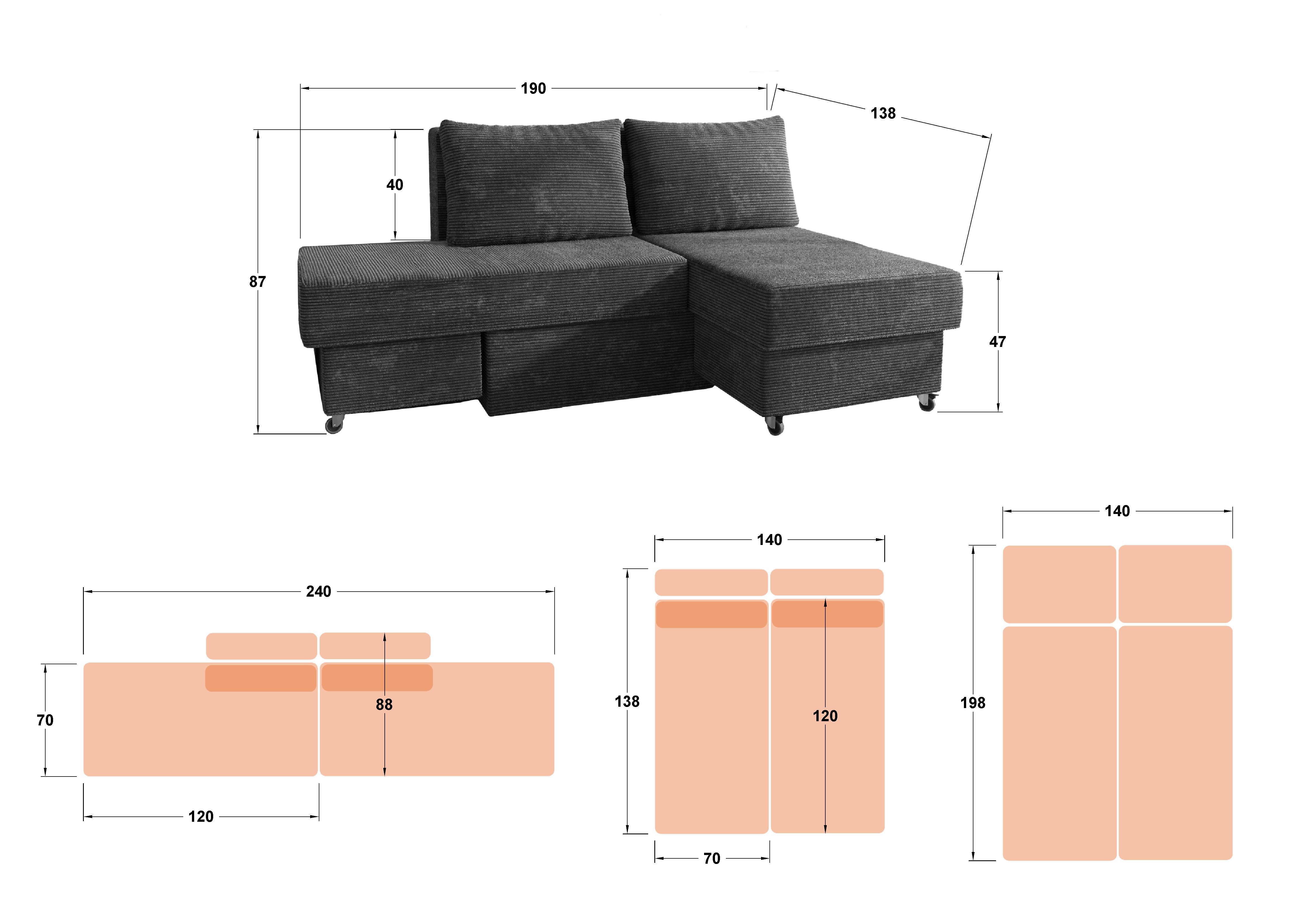 Kihúzható kanapé Boni, zöld  3