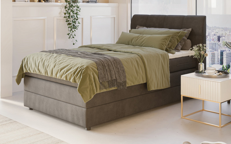 Valoni Boxspring franciaágy + felső matrac 120/200, szürke  1